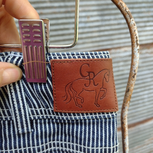 Equestrian jean Goode Rider 32L full seat denim ticking striped breeches - Picture 10 of 10